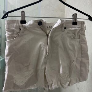Articles Of Society Cream Distressed Denim Shorts